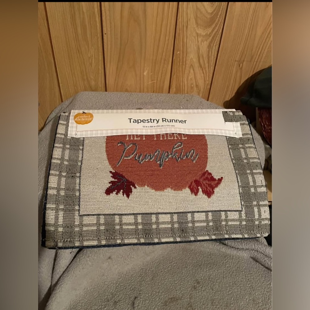 Autumn Tapestry Table Runner - Gray and Red